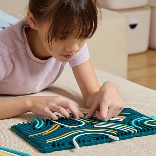 Pushpeel XL Sensory Activity Board – Expandable Silicone Fidget Toy for Stress, Anxiety, ADHD & Autism – Modular, Silent, No Mess - Spruce - color: Spruce