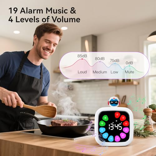 Yunbaoit Digital Visual Timer for Kids, Rechargeable 99-Minute Silent Countdown Timer with 19 Ringtones, 9 Optional DIY Color Petal Display, Time Management Tool with Pause Function (3 Dolls) - style: 3 Dolls