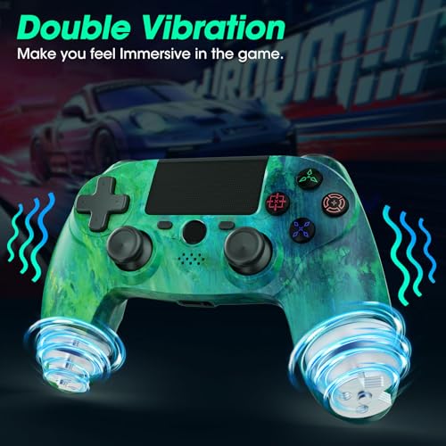 citnh Wireless Controller for PS4,compatible with ps4/slim/pro and windows pc 6-Axis Gyro/Multi Touch Pad/3.5mm Audio Jack/800mAh Battery and Speaker (Aurora Green) - color: Green
