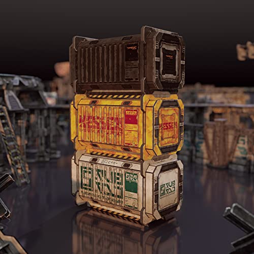 TinkerTurf Sci-Fi Terrain: Cargo Containers 3 Add-On, 3 Containers Included, Neutral Theme, Modeular Design, Easy Storage, Virtually Limitless Setups - style: Series 3 -Neutral