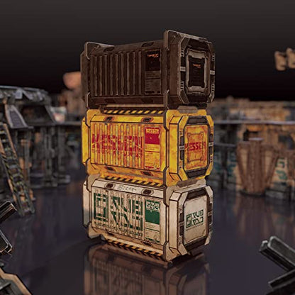 TinkerTurf Sci-Fi Terrain: Cargo Containers 3 Add-On, 3 Containers Included, Neutral Theme, Modeular Design, Easy Storage, Virtually Limitless Setups - style: Series 3 -Neutral