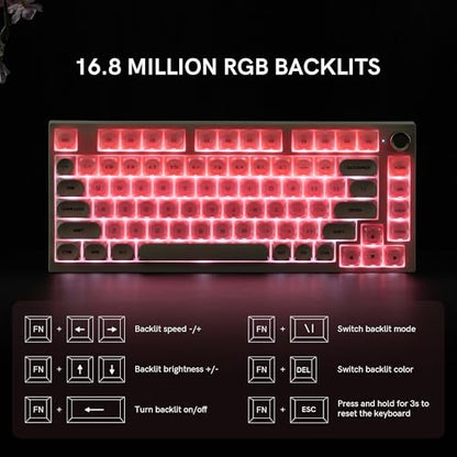 COSTOM WK75 75% Wireless Gaming Mechanical Jelly Keyboard, BT5.0/2.4GHz/USB-C, Hot Swappable Pre-lubed Custom Linear Switches, Gasket Structure, RGB Backlit Cute Keyboard for PC/Laptop/Xbox(Pink) - color: Pink