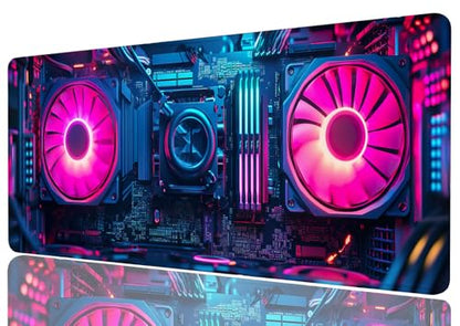 Cyberpunk Mouse Pad Neon Technology Exquisite XL Mouse Pad Large Mousepad Extended Laptop Keyboard Mat Gaming Desk Pad Mouse Mat Fits Home Desk, Office Table, or Study Room 31.5x11.8 Inch - color: Neon, size: 31.5L x 11.8W inches