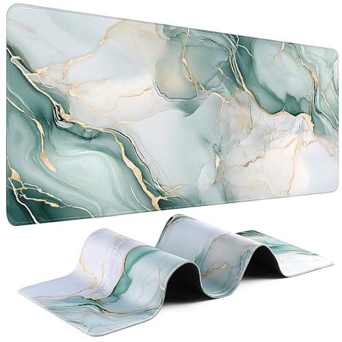 Gaming Mouse Pad - (31.5"×11.8") Marble Large Mouse Pads for Desk - Desk Mat for Keyboard and Mouse with Non-Slip Base, Desks Pad Matfor Game/Office & Home - color: Marble-Green, size: 31.5L x 11.8W inches