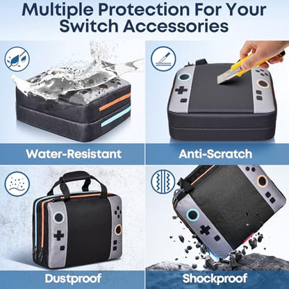 Switch 2 Bag,Switch 2 Travel Case for Nintendo 2 Console & OLED - Hard Shell Protective Storage Bag Carrying Case for Pro Controller, Dock, Joycon, Charger, Cables,14 Game Card Slots, Accessories - size: Large