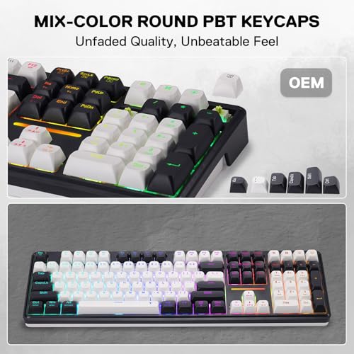 Redragon K745 PRO Wireless Gasket RGB Gaming Keyboard, 108 Keys Mechanical Keyboard w/Extra 4 Hotkeys, Hot-Swap Socket, 5-Layer Noise Dampening, See-Through Round PBT Keycaps, Mint Mambo Switch - color: Abyssal Blue, size: 108 Keys