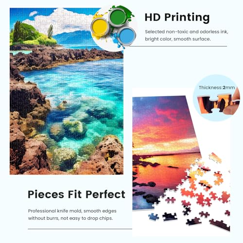 2 Pack 1000 Piece Puzzles for Adults - Beach, Coconut Tree, Reef Landscape Jigsaw Puzzles - 2000 Pieces Total - color: Beach Coconuttree Reef