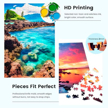 2 Pack 1000 Piece Puzzles for Adults - Beach, Coconut Tree, Reef Landscape Jigsaw Puzzles - 2000 Pieces Total - color: Beach Coconuttree Reef
