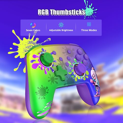 NexiGo Wireless Controller (No Deadzone) for Switch 2 and Switch, Bluetooth Controllers for Nintendo Switch with Vibration, Motion, Turbo and LED Light (Inkling) - color: Inkling, style: Regular