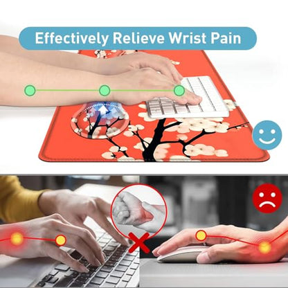 Large Mouse Pad and Keyboard Wrist Rest, Desk Pad for Keyboard and Mouse, 4-in-1 Large Gaming Mouse Pad with Wrist Support, Desk Mat for Home Office Study Game,Beautiful Flowers - color: Beautiful Flowers