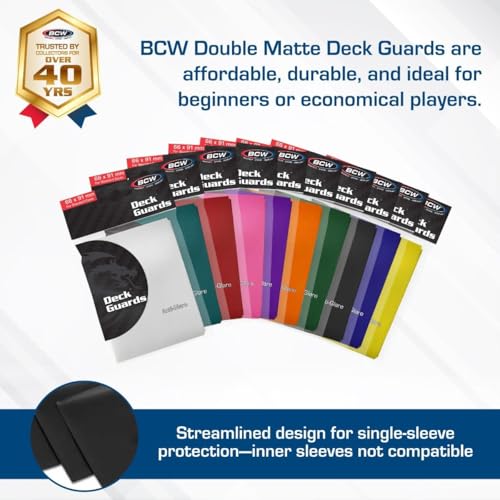 BCW Deck Guard - Double Matte 500 Count Box (10 Packs of 50 Sleeves) | Acid-Free, No PVC | Fits 2.5" x 3.5" Game Cards | Archival Safe Sleeves for Card Protection (Red) - color: Red