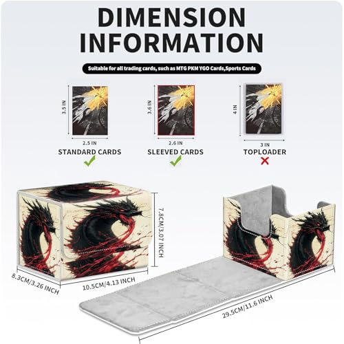 PU Leather Deck Box for MTG Commander Cards, Fits 100+ Double Sleeved Cards, Secure Magnetic Trading Card Storage Case for TCG CCG,Blood Red Black Dragon - color: Blood Red Black Dragon