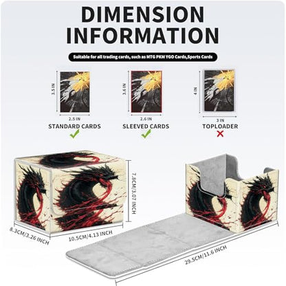 PU Leather Deck Box for MTG Commander Cards, Fits 100+ Double Sleeved Cards, Secure Magnetic Trading Card Storage Case for TCG CCG,Blood Red Black Dragon - color: Blood Red Black Dragon