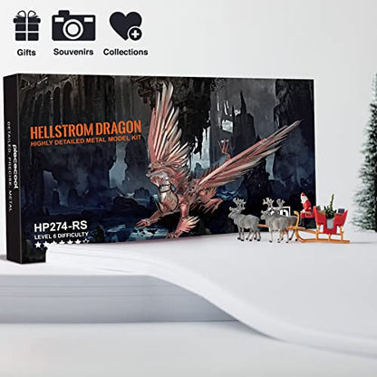 Piececool 3D Puzzles for Adults, Hellstrom Dragon Metal Model Building Kits, Challenging Brain Teaser Metal Puzzles for Stress Relief - color: Darkred
