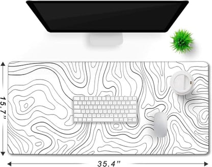 Large Mouse Pad Big Desk Mat Large Office Desk Pad, Black Line | Durable Extended Mouse Mat 35.4"x15.7" Mousepad Non-Slip Rubber Base Stitched Edge - color: Black Lines, size: 35.4" x 15.7"