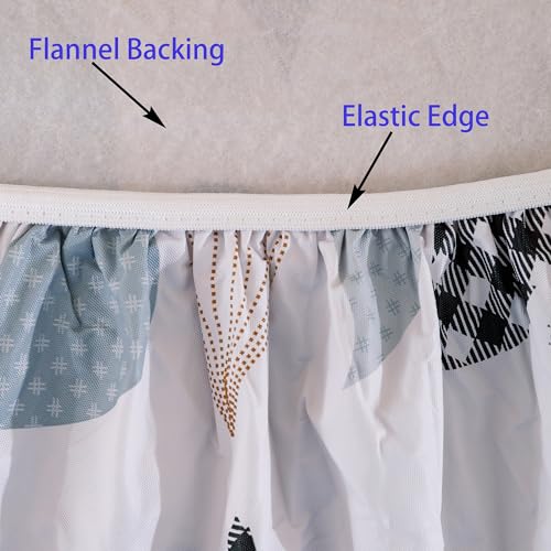 Walrus Round Vinyl Fitted Tablecloth with Flannel Backing Elastic Edge Design Table Cover Waterproof Oil-Proof PVC Table Cloth Stain-Resistant Best for 45"-56" Round - color: Branches, size: 56" (Round)