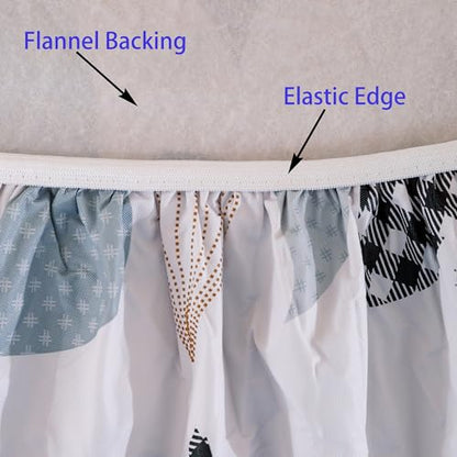Walrus Round Vinyl Fitted Tablecloth with Flannel Backing Elastic Edge Design Table Cover Waterproof Oil-Proof PVC Table Cloth Stain-Resistant Best for 45"-56" Round - color: Branches, size: 56" (Round)