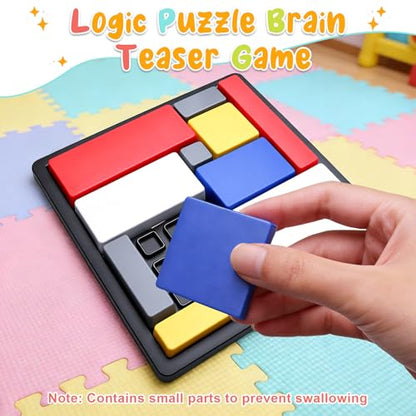 2 Pcs Logic Puzzle Brain Teaser Game for Adults, 88 Challenges 4 Difficulty Levels Logic Puzzles, Portable STEM Educational Thinking Game Toy for Classroom, Family Brain Training