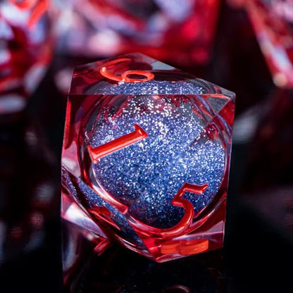 ARUOHHA Liquid Core DND Dice Set, Blood Sharp Edged Dragons Dice Compatible with D&D RPG Role Playing Games, Resin Blood Red Polyhedral Dungeons D and D Dice with Gift Box D20 D12 D10 D8 D6 D4 - color: Vampire