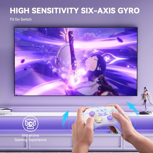 Mytrix Switch Pro Controller with Charging Dock, Wireless Controllers for Nintendo Switch/Switch 2/OLED, Hall Effect Joystick/Trigger, RGB Lighting, Turbo/Macro Button, for PC, iPad - Raiden Design - color: Purple