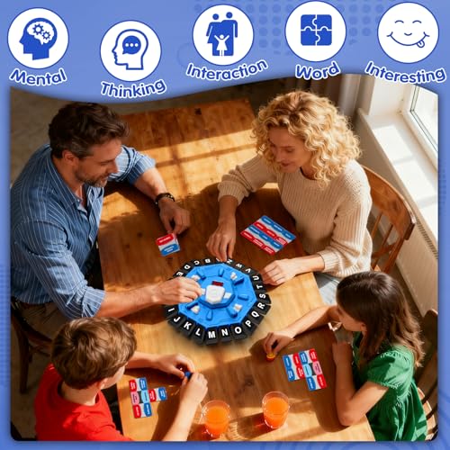 Family Board Word Games for Kids & Adults with Display Timer, Fast Paced 24-Letter Learning Party Card Game with 2 Modes & 220 Topics, Kids Xmas Birthday Gifts for Boys Girls