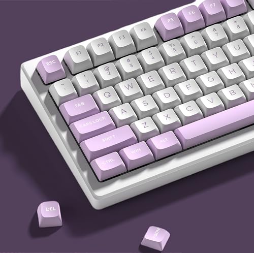 dagaladoo Double Shot PBT keycaps Set, ISA Profile Keyboard Keycaps | Retro key caps full size,Custom keycaps for 60% 65% 75% 100% Cherry-MX switch Mechanical Keyboard(White/Purple,169-keys) - color: White/Purple