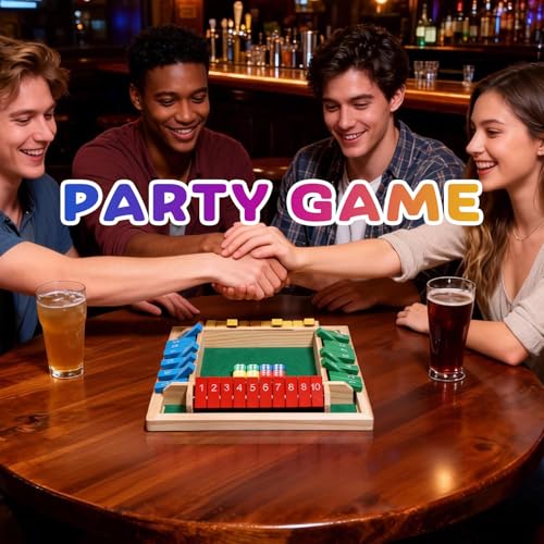 AICase Shut The Box Dice Game,Color Stack Game Family Edition Game,Easter Basket Stuffers 2-4 Player Family Wooden Board Table Math Games for Adults and Kids, 8 Dices Classics Games for Classroom,Home