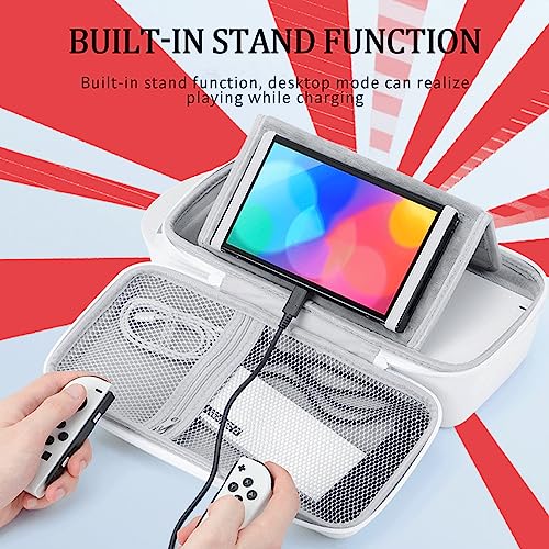 QUBAMG Switch OLED Carrying Case Compatible with Nintendo Switch & Lite, Portable Travel Hard Shell Protective Carry Case with Stand and 10 Game Slots - Fit for Dock, Pro Controller, Joy-Con, Adapter - color: Black 5
