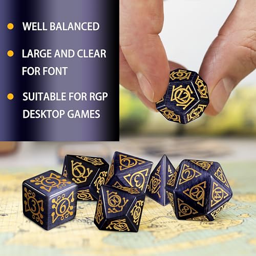 LUCKY-M Glass Polyhedral Dice Set with Case for Dungeons and Dragons, Crystal DND RPG Tabletop Games - color: Purple-ta