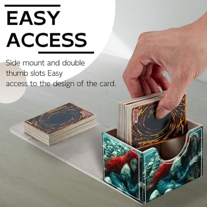 Trading Card Storage Box, Holds 100+ for MTG Cards, PU Leather with Magnetic Closure, Red Haired Mermaid with Harp and Skulls Durable Deck Box for Magic the Gathering, Trading Card Games - color: Red Haired Mermaid with Harp and Skulls