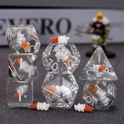 Ice Cream DND Dice,Resin Polyhedral D&D D and D Dice Set for Dungeons and Dragons MTG RPG Board Games - color: Ice Cream