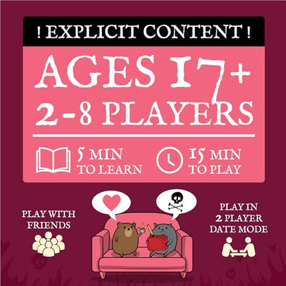 Exploding Kittens Horrible Couple Extra Horrible, 2-8 Players, 17+ | Create darkly funny comics with questions, responses, and absurd compromises. Play as a couple or with friends! Adults only! - style: Horrible Couple