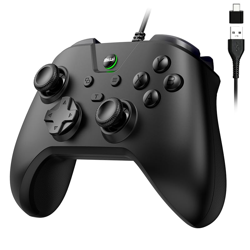 Megadream Wired Controller for Switch 2|1/PS4/PS3/PC/Android Gaming Controller, 1000Hz Polling Rate, 2M USB Cable, USB -C Adapter, Ergonomic Gamepad Joystick