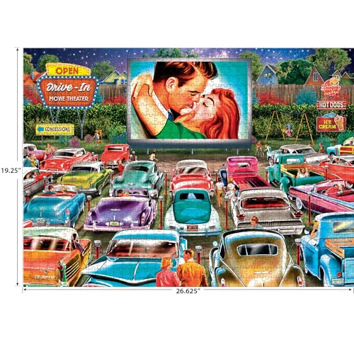 RoseArt - Back to The Past - Drive in Date Night - 1000 Piece Jigsaw Puzzle for Adults - style: Drive-In Date Night