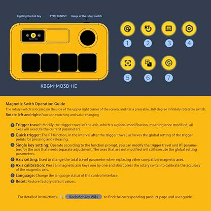 KEEBMONKEY DOIO Sayo OSU Rapid Trigger Hall Effect Keyboard with Joystick and Screen, CNC Aluminum RGB One Handed Macro Pad for Rhythm Games,USB-C Custom Programmable keypad (Yellow(4 Key)) - style: Yellow(4 Key)