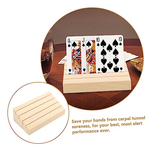 ABOOFAN Wooden Playing Card Holder Rack Slot Gaming Card Stand for Easy Organization and Visibility for Bridge Pinochle