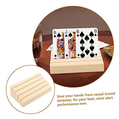 ABOOFAN Wooden Playing Card Holder Rack Slot Gaming Card Stand for Easy Organization and Visibility for Bridge Pinochle