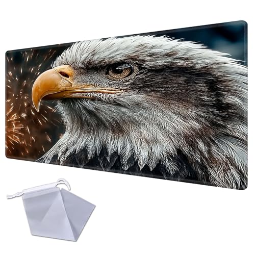 Bald Eagle Fireworks Playmat for TCG Playmat - USA 250th Anniversary Commemorative Edition, 1776-2026 Patriotic Card Game Mat, Anti-Slip Desk Pad Large Gaming Playmat Compatible with MTG - color: Bald Eagle Fireworks, size: 17" x 14" Regular