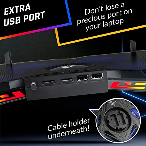 KLIM Wind Laptop Cooling Pad - More Than 500 000 Units Sold - New Version - The Most Powerful Rapid Action Cooling Fan - Laptop Stand with 4 Cooling Fans at 1200 RPM - USB Fan - PS5 PS4 - RGB - color: RGB