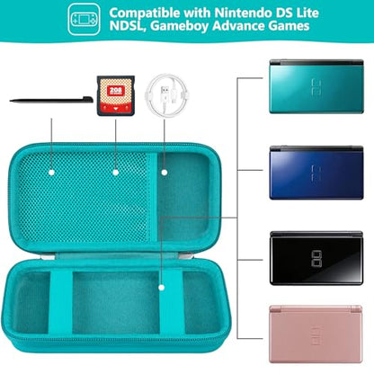 Supmay Hard Carrying Case Compatible with Nintendo DS Lite NDSL, Gameboy Advance Games Storage Holder Travel Bag with Mesh Pocket for USB Charging Cable, Stylus, Earphones, Game Cartridge, Green - color: Green