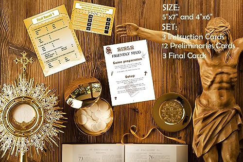 Christian Bible Feud Game,Family Feud Game for Adults,Bible Family Feud Questions,Bible Study Supplies,Bible Trivia Game,Bible Games Bundle,12 Preliminaries Card+3 Final Cards+3 Instruction Cards,03