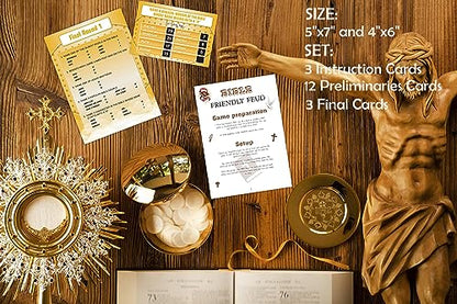 Christian Bible Feud Game,Family Feud Game for Adults,Bible Family Feud Questions,Bible Study Supplies,Bible Trivia Game,Bible Games Bundle,12 Preliminaries Card+3 Final Cards+3 Instruction Cards,03