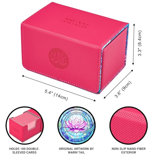 Card Deck Box For MTG Commander, Fits 100 Double-Sleeved Cards, Premium Leather, TCG Deck Box For Magic EDH, Magnetic Case with 3 Dividers & Dice Storage Box (Blossom Grace) - color: Blossom Grace, style: Deluxe