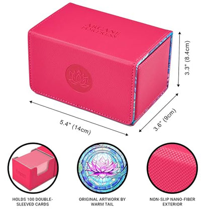 Card Deck Box For MTG Commander, Fits 100 Double-Sleeved Cards, Premium Leather, TCG Deck Box For Magic EDH, Magnetic Case with 3 Dividers & Dice Storage Box (Blossom Grace) - color: Blossom Grace, style: Deluxe