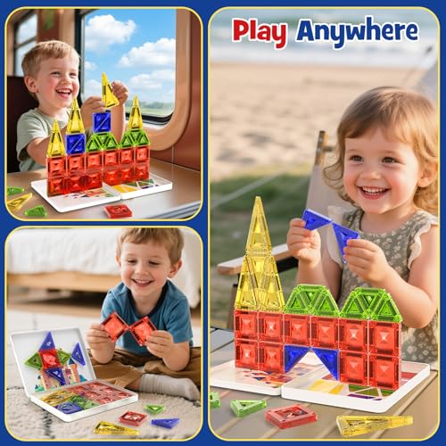WMXDU Mini Magnetic Tiles Kit: 30-Second Cleanup, 0 Lost Parts | Tin Case Becomes Play Surface 26-Piece Princess Set for Girls 3-8 Wherever the Day Takes You - style: 26pcs-White