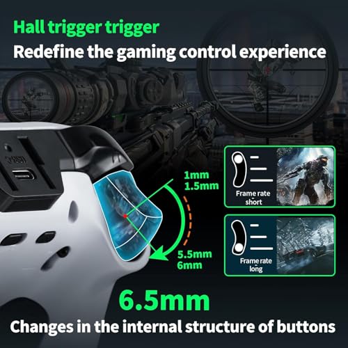 NBCP Wireless PC Controller with Interactive Screen - Gaming Controller with Hall Joysticks & Triggers - 1000Hz Polling Rate & 2 Programmable Buttons, Gyroscope Calibration & Drift Repair Function, Motion Control, Compatible with PC/Switch/ iOS/Android