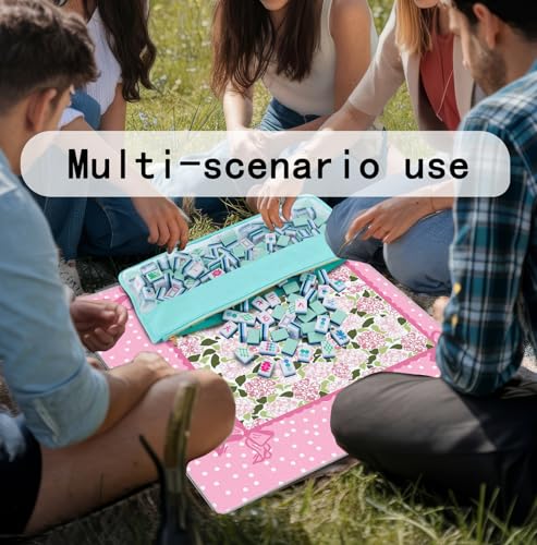 Coquette Pink Hydrangea Mahjong Mat 31.5" x 31.5",Pink and Green Floral Non-Slip Noise Reduction Mahjong Table Cover Accessories and Supplies for Dominoes Poker Card Board and Tile Games Gifts - color: Coquette Pink Hydrangea