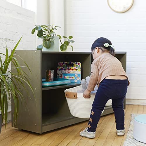 ECR4Kids 5-Compartment Mobile Storage Cabinet, Toddler, Classroom Furniture, Grey Wash - color: Grey Wash