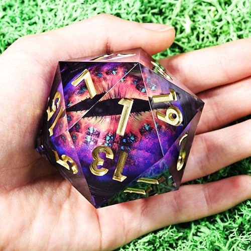 Mini Planet 50mm Chonk D20 DND Role Playing Games and RPG Tabletop Game Liquid Core Dragon Eyeball Sharp Edge Polyhedral Dice - color: Dragon Eye Dice 6