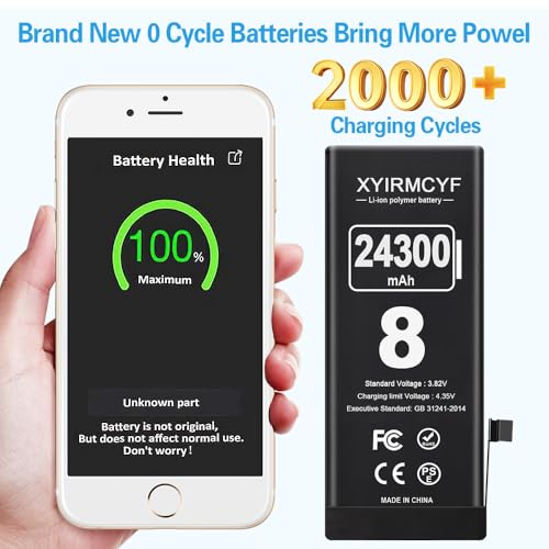 XYIRMCYF 24300mAh Super Capacity Battery Compatible with iPhone 8/8G, New 0 Cycle-Li-Polymer Replacement Battery for iPhone 8/8G, with Professional Repair Tool Kit - color: 8-24300